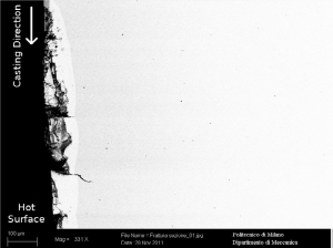شکل۶- بررسی SEM در ناحیه آسیب دیده